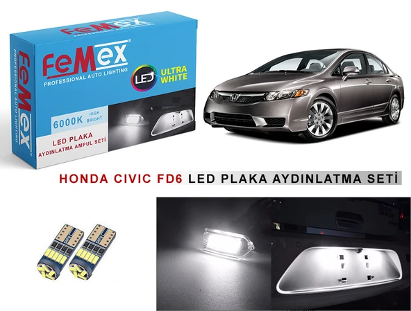 Honda Civic Fd6 LED Plaka Aydınlatma Ampul Seti FEMEX Parlak Beyaz ürün görseli 1