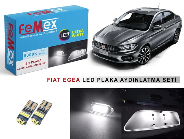 Fiat Egea LED Plaka Aydınlatma Ampul Seti FEMEX Parlak Beyaz ürün görseli 1