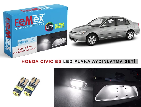 Honda Civic Es LED Plaka Aydınlatma Ampul Seti FEMEX Parlak Beyaz ürün görseli 1