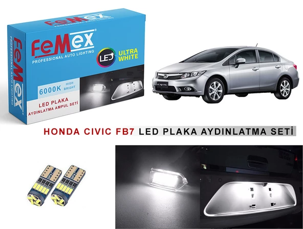 Honda Civic Fb7 LED Plaka Aydınlatma Ampul Seti FEMEX Parlak Beyaz ürün görseli 1