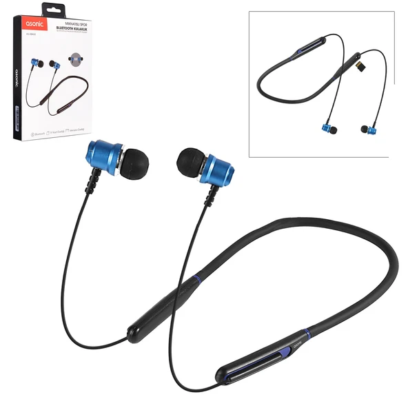 KABLOSUZ SPOR KULAKLIK BLUETOOTH ŞARJLI SİYAH ASONIC AS-XBK65 (F-58) ürün görseli 1
