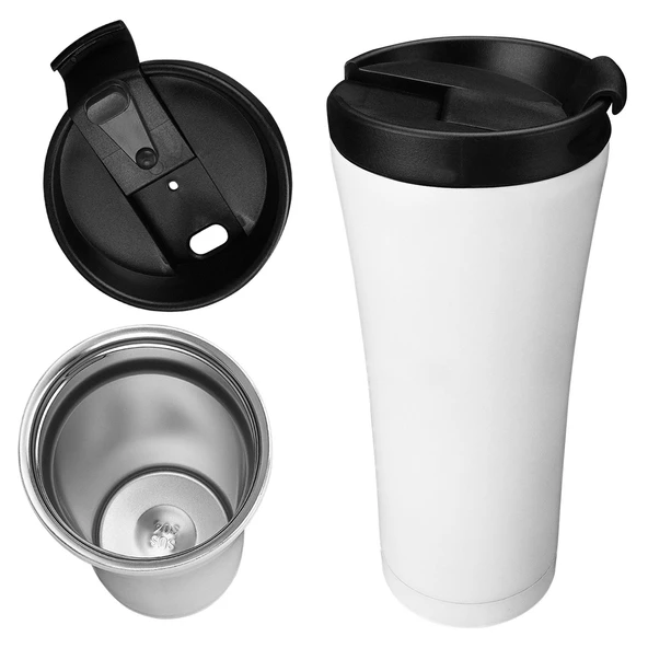 S-LİNK SL-TM1971A Termos Bardak Mat Paslanmaz Çelik Beyaz 500ML ürün görseli 1