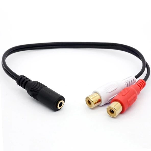 S-LİNK SL-358 2 Rca Uzatma Kablosu Dişi To Aux 3.5mm Dişi 15cm (F-52) ürün görseli 1