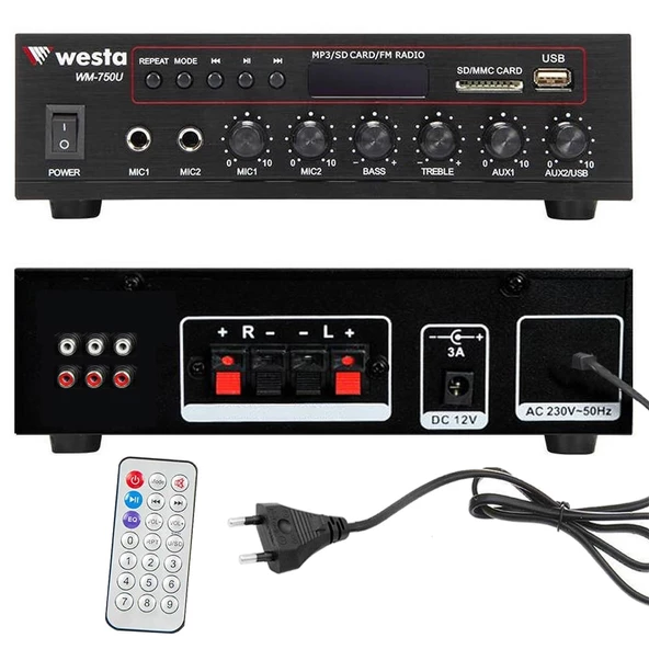 WESTA WM-750U Anfi Mixer 80 Watt Bluetooth Usb Sd ürün görseli 1