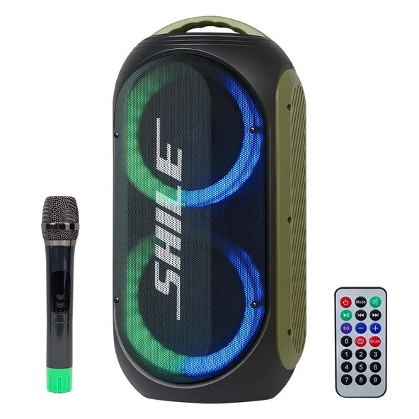 Ayt Shile SL-2019A El Mikrofonlu Kumandalı Usb Sd Kart Bluetooth Rgb Işıklı Taşınabilir Şarjlı Seyyar Anfi Hoparlör ürün görseli 1