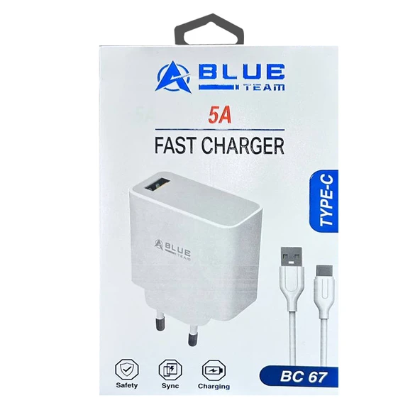 Şarj Adaptörü Type-C Quick Qualcomm 67 Watt Süper Hızlı BlueTeam BC-67 ürün görseli 1