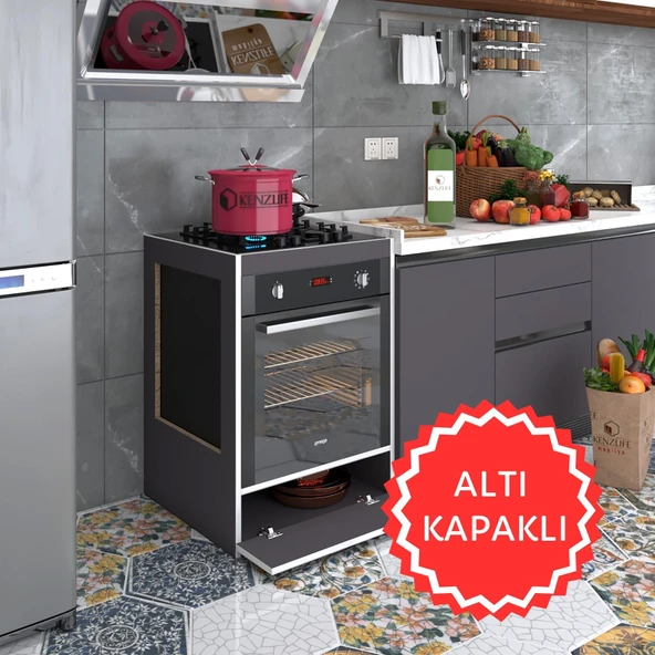 Kenzlife ankastre modülü kabini vanadyum3 gri fırın ocak dolabı kapaklı ürün görseli 1