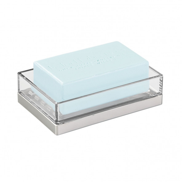 IDESIGN 41080ES Sabunluk Modern Gümüş Tasarımlı 12x8x3cm ürün görseli 1