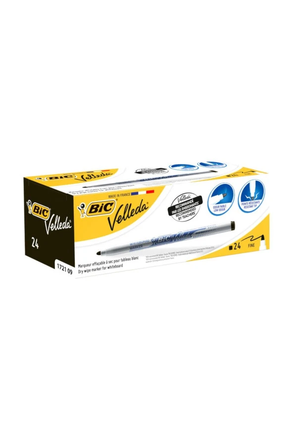Bic Siyah Çocuk Tahta Kalemi Yuvarlak Uçlu Velleda Siyah (24 Lü Kutu) ürün görseli 1