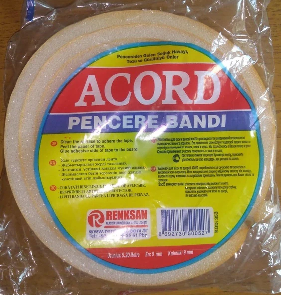 PENCERE SÜNGERİ, BANDI, FİTİLİ - SOĞUK, TOZ VE GÜRÜLTÜYÜ ENGELLER ürün görseli 1