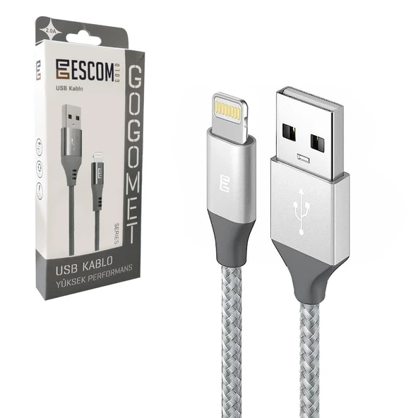 ESCOM GOGOMET Şarj Kablosu İphone 2.0A 1 Metre Örgülü (AVD-364) ürün görseli 1
