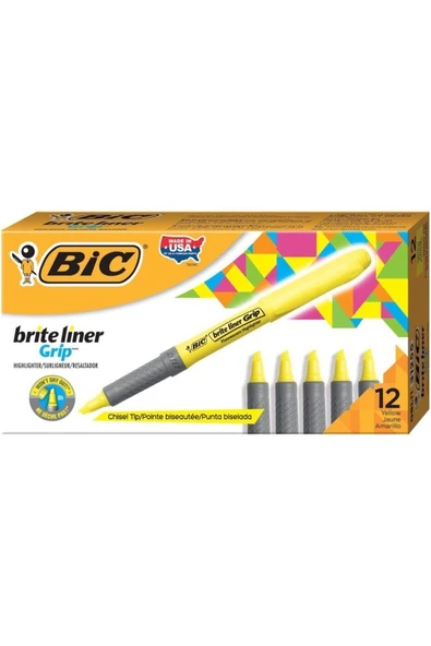 Bic Brite Liner Grip Fosforlu Kalem Sarı ürün görseli 1