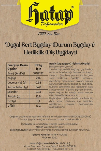 Hatap Hediklik Buğday (Diş Buğdayı) 500 gr - Resim 2