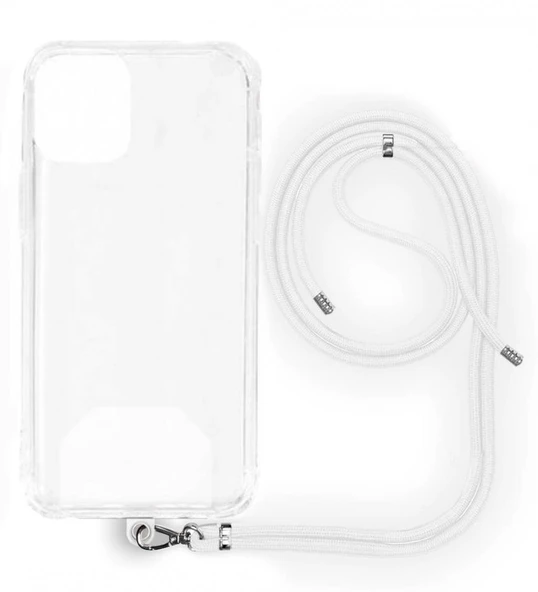 Xiaomi Mi 12 T İp Askılı Şeffaf Silikon Kılıf Beyaz ürün görseli 1