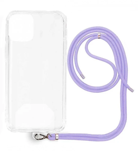 Xiaomi Mi 13 T İp Askılı Şeffaf Silikon Kılıf Lila ürün görseli 1