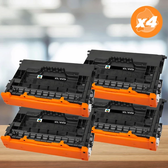 Hp 147X W1470X Muadil Toner - Çipli 4'lü Paket / LaserJet Enterprise Flow MFP M634 / M635 / M636 / M610 / M611 / M612 / M634 / M635 / M636 ürün görseli 1