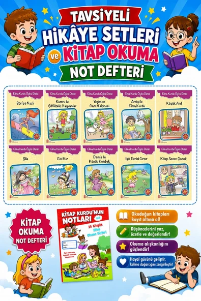 Ata 3.Sınıflar İçin Elma Kurdu Öykü Dizisi+Kitap Okuma Not Defteri ürün görseli 1