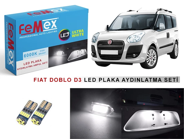 Fiat Doblo D3 LED Plaka Aydınlatma Ampul Seti FEMEX Parlak Beyaz ürün görseli 1