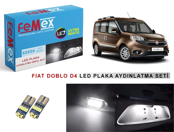 Fiat Doblo D4 LED Plaka Aydınlatma Ampul Seti FEMEX Parlak Beyaz ürün görseli 1