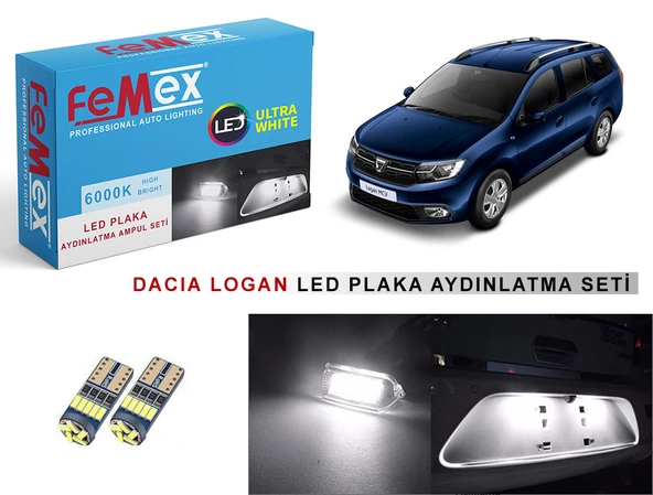 Dacia Logan LED Plaka Aydınlatma Ampul Seti FEMEX Parlak Beyaz ürün görseli 1