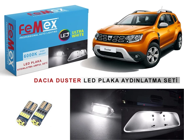 Dacia Duster LED Plaka Aydınlatma Ampul Seti FEMEX Parlak Beyaz ürün görseli 1
