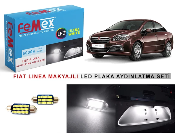 Fiat Linea Makyajlı LED Plaka Aydınlatma Ampul Seti FEMEX Parlak Beyaz ürün görseli 1