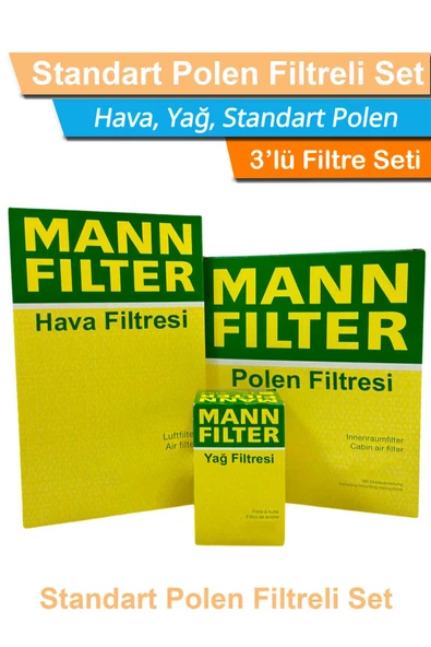 Mercedes E500 Benzinli W211 MANN Filtre Bakım Seti 2005-2009 Hava+Yağ+Standart Polen ürün görseli 1