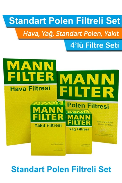 Mercedes Vito 112 CDI MANN Filtre Bakım Seti 1999-2004 Hava+Yağ+Yakıt+Standart Polen ürün görseli 1