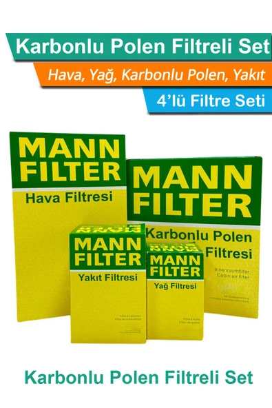 Mercedes CLS 320 CDI C219 MANN Filtre Bakım Seti 2005-2010 Hava+Yağ+Yakıt+Karbonlu Polen ürün görseli 1