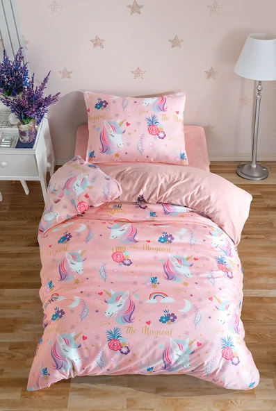 Kolay Ütülenir Nevresim Takımı Tek Kişilik MagicAl Pembe ürün görseli 1