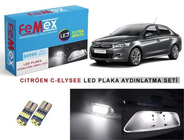 Citroen C-Elysee Plaka Aydınlatma Ampul Seti FEMEX Parlak Beyaz ürün görseli 1