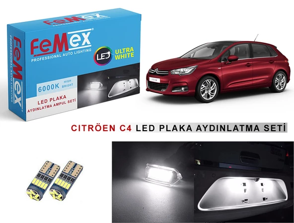CITROEN C4 Plaka Aydınlatma Ampul Seti FEMEX Parlak Beyaz ürün görseli 1