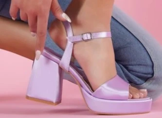 DİVOLYA Fell Lila Saten Platform Topuklu Günlük Ayakkabı ürün görseli 1