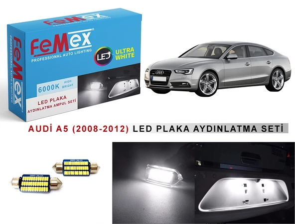 Audi A5 (2008-2012) LED Plaka Aydınlatma Ampul Seti FEMEX Parlak Beyaz ürün görseli 1