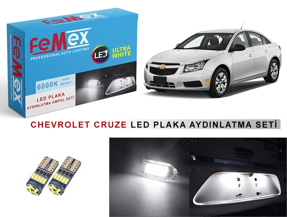 Chevrolet Cruze LED Plaka Aydınlatma Ampul Seti FEMEX Parlak Beyaz ürün görseli 1