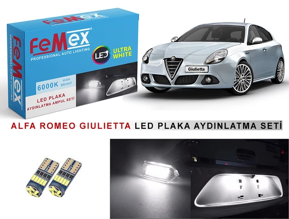 Alfa Romeo Giulietta LED Plaka Aydınlatma Ampul Seti FEMEX Parlak Beyaz ürün görseli 1