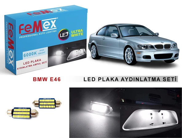 Bmw E46 LED Plaka Aydınlatma Ampul Seti FEMEX Parlak Beyaz ürün görseli 1