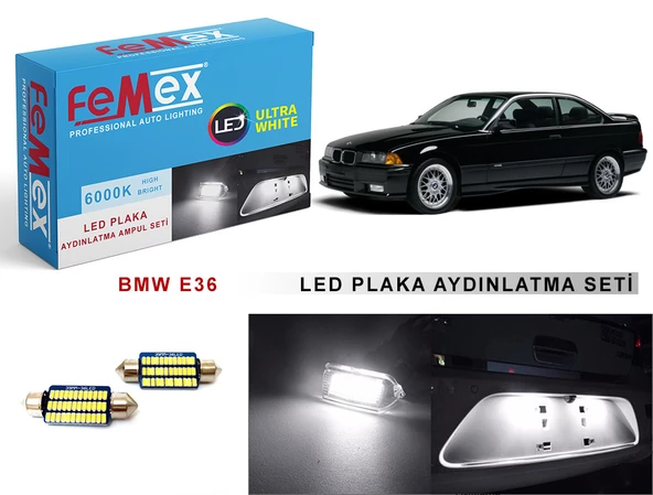 Bmw E36 LED Plaka Aydınlatma Ampul Seti FEMEX Parlak Beyaz ürün görseli 1