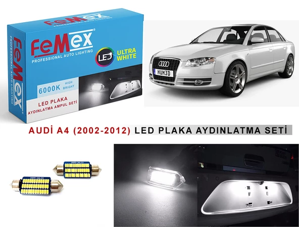AUDİ A4 (2002-2012) LED Plaka Aydınlatma Ampul Seti FEMEX Parlak Beyaz ürün görseli 1