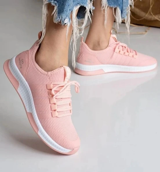 infinite8 Unisex Ortopedik, Triko Spor Ayakkabı Koşu Ve Yürüyüş Ayakkabısı Sneaker Pudra ürün görseli 1