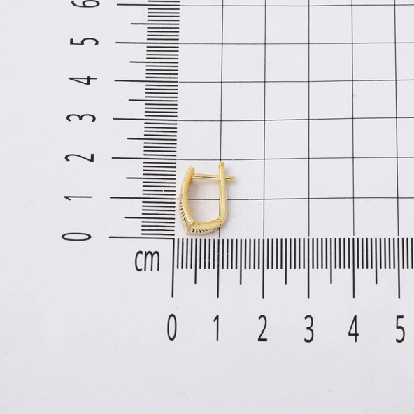 Asimetrik Model Sarı Altın Küpe - Resim 6