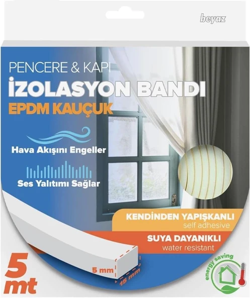 Kapı ve Pencere İzolasyon Bandı Beyaz 5m ürün görseli 1