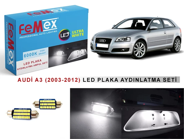 Audi A3  (2003-2012) LED Plaka Aydınlatma Ampul Seti FEMEX Parlak Beyaz ürün görseli 1