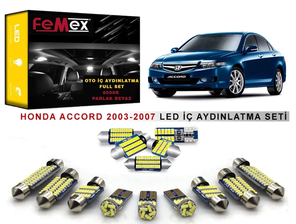 Honda Accord 2003-2007 LED İç Aydınlatma Ampul Seti FEMEX Parlak Beyaz ürün görseli 1