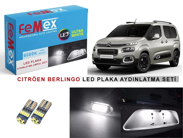 Citröen Berlingo 2023 Sonrası LED Plaka Aydınlatma Ampul Seti FEMEX Parlak Beyaz ürün görseli 1