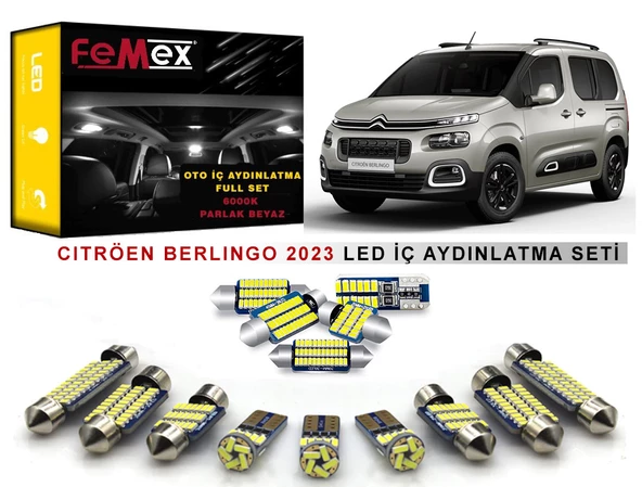 Citröen Berlingo 2023 Araçlar için LED İç Aydınlatma Ampul Seti FEMEX Parlak Beyaz ürün görseli 1