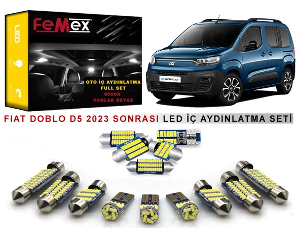 Fiat Doblo D5 LED İç Aydınlatma Ampul Seti FEMEX Parlak Beyaz ürün görseli 1