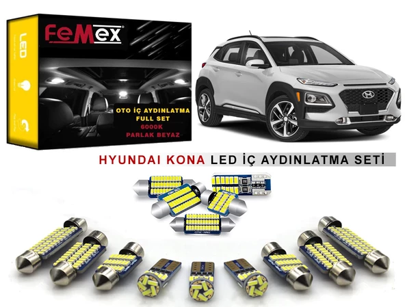 Hyundai Kona LED İç Aydınlatma Ampul Seti FEMEX Parlak Beyaz ürün görseli 1