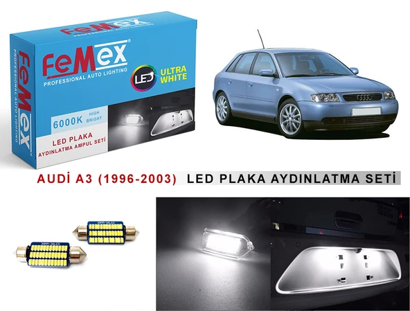Audi A3 (1996-2003) LED Plaka Aydınlatma Ampul Seti FEMEX Parlak Beyaz ürün görseli 1