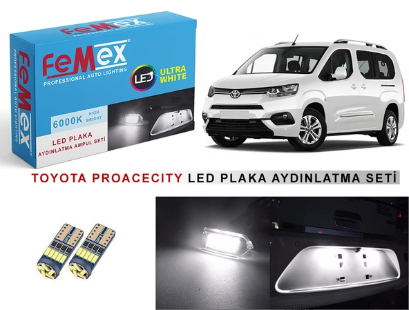 Toyota ProaceCity LED Plaka Aydınlatma Ampul Seti FEMEX Parlak Beyaz ürün görseli 1
